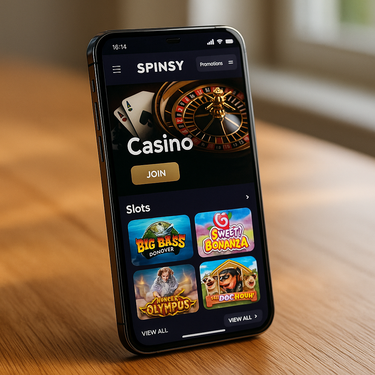 Spinsy Casino - Mobile Gaming Experience - iPhone and Android Responsive Design